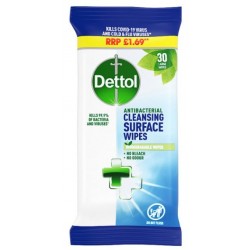 Dettol Antibacterial Cleansing Surface Wipes (30 Wipes)