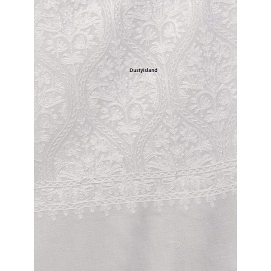Women Embroidered White Shawl